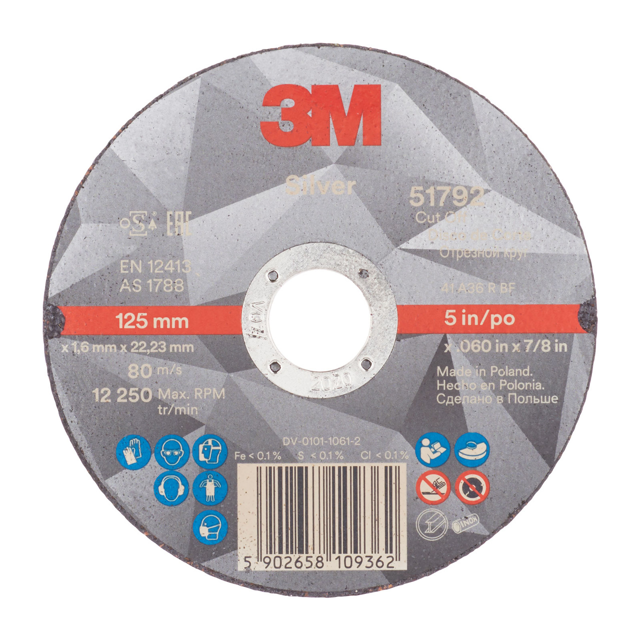 Kapskiva Silver, T41, 180x2x22,23 mm