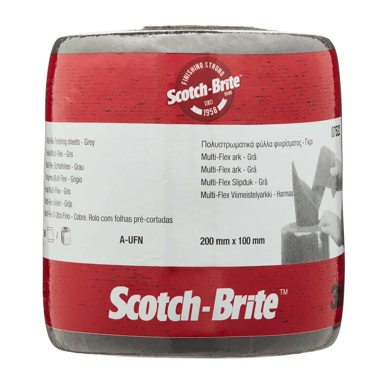 Scotch-Brite Multi-Flex Pre-Cut 60 ark på rulle 100×200 mm, Grå