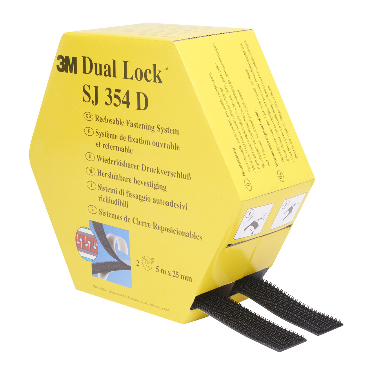Dual Lock, snabblås, 25 mm x 5 m svart