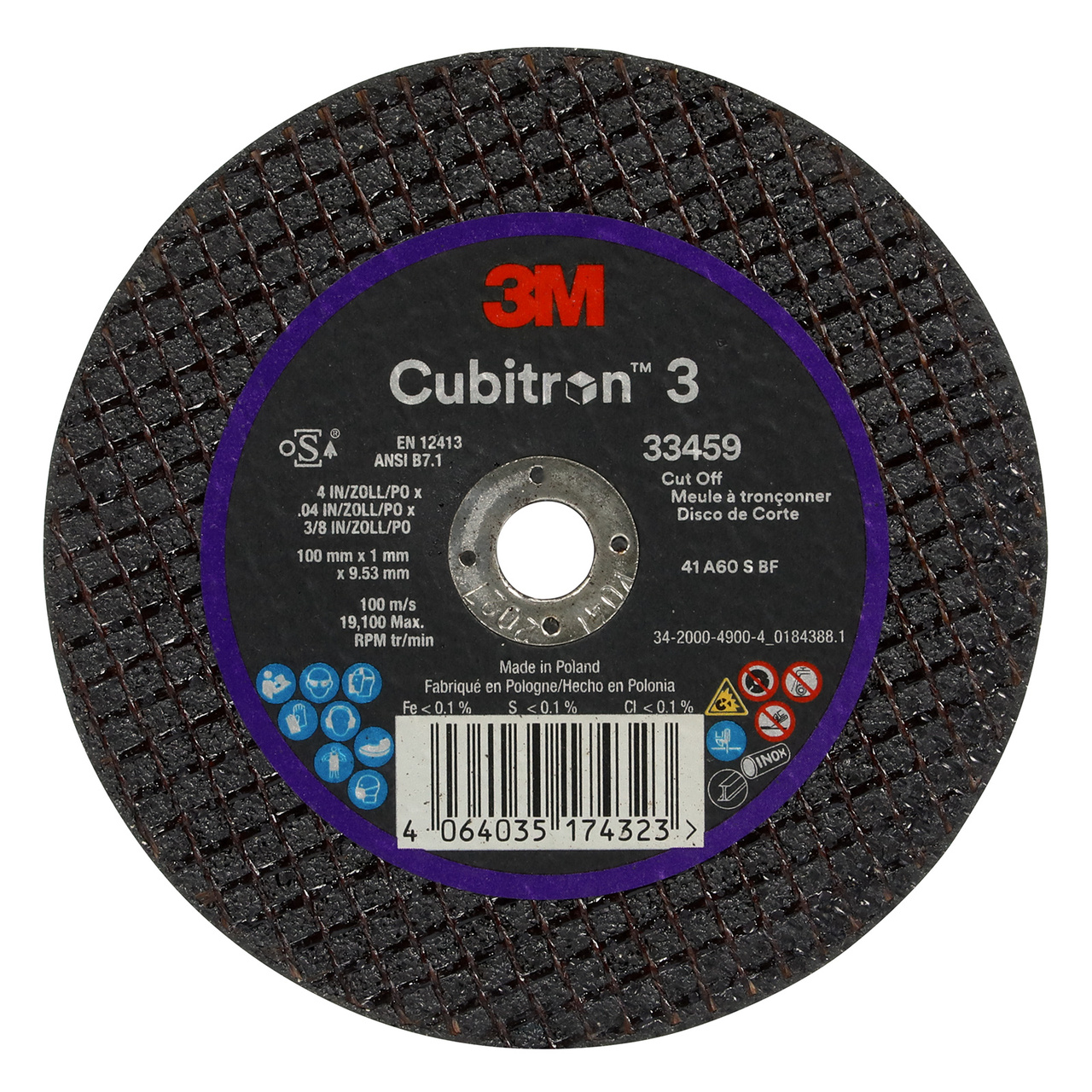 Kapskiva Cubitron 3, T41, 100 x 1 x 9,53 mm